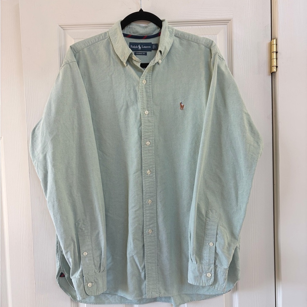 Ralph Lauren Men's Mint Green long Sleeve Button up Shirt